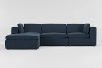 Destin Elite Dark Blue Fabric 4-piece Bumper Sectional