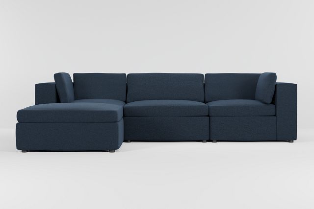 Destin Elite Dark Blue Fabric 4-piece Bumper Sectional