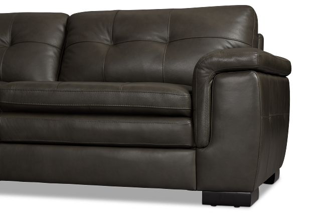 Braden Dark Gray Leather Small Two-arm Sectional