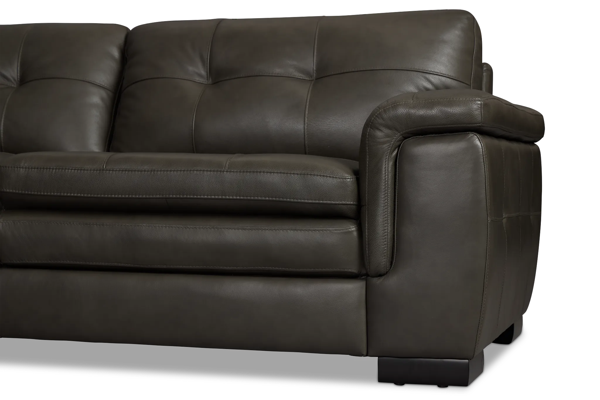 Braden Dark Gray Leather Small Two-arm Sectional