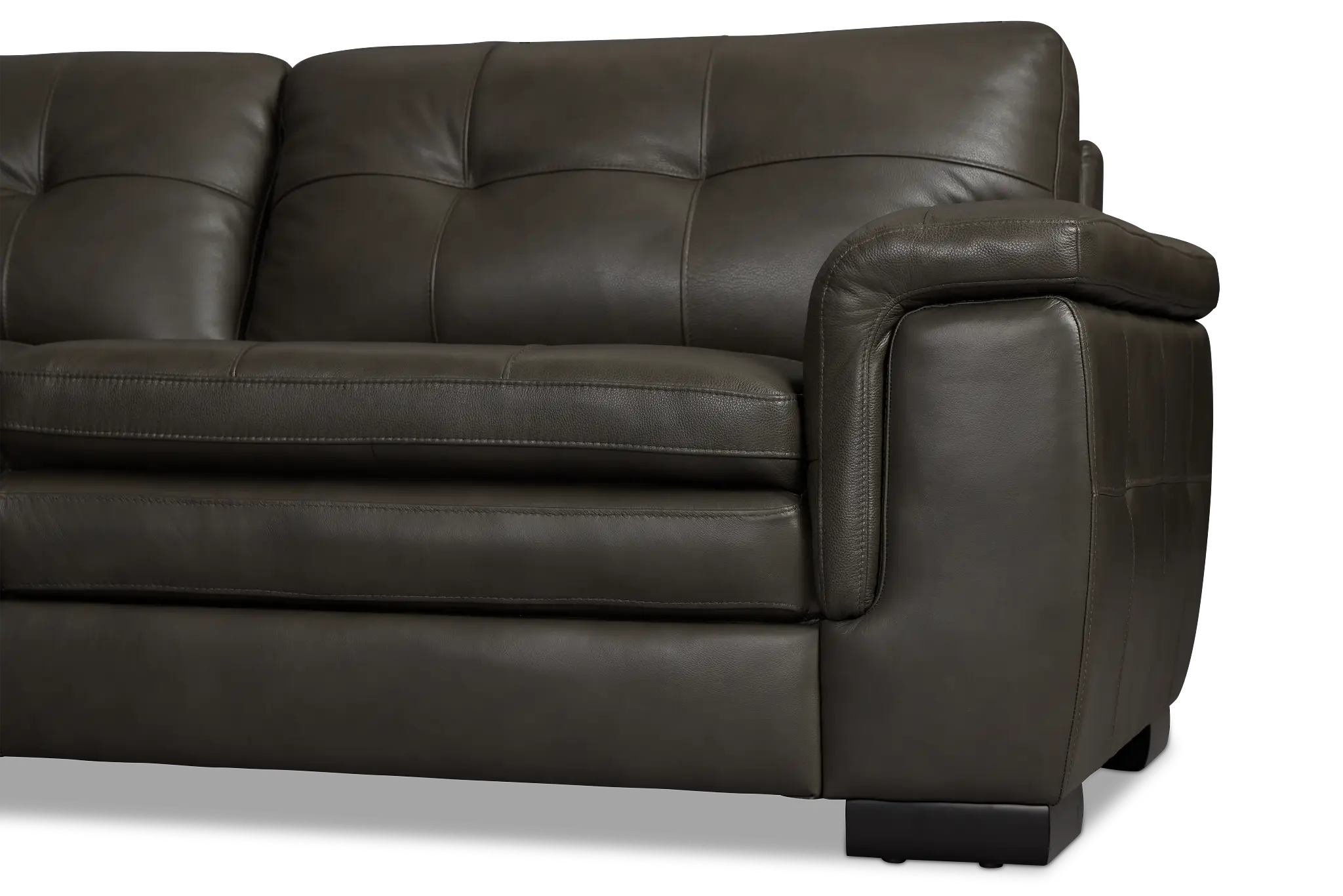 Braden Dark Gray Leather Small Two-arm Sectional Braden Dark Gray Leather Small Two-arm Sectional