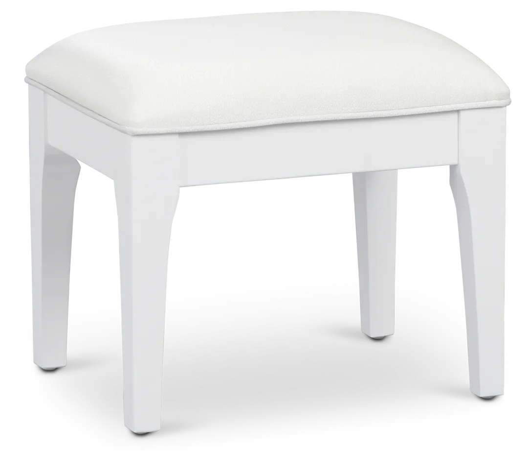 Milan White Vanity Stool