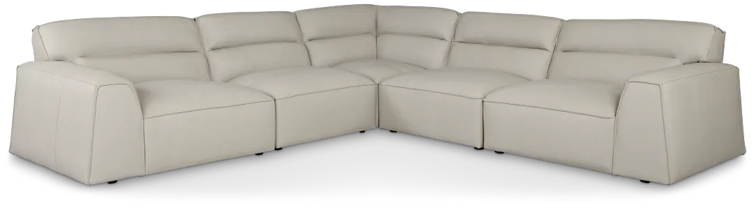 Blanca Gray Leather 5-piece Modular Sectional