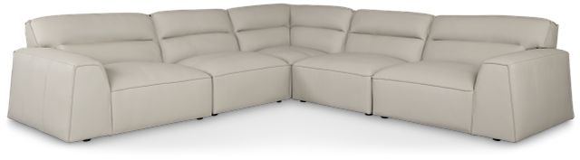 Blanca Gray Leather 5-piece Modular Sectional