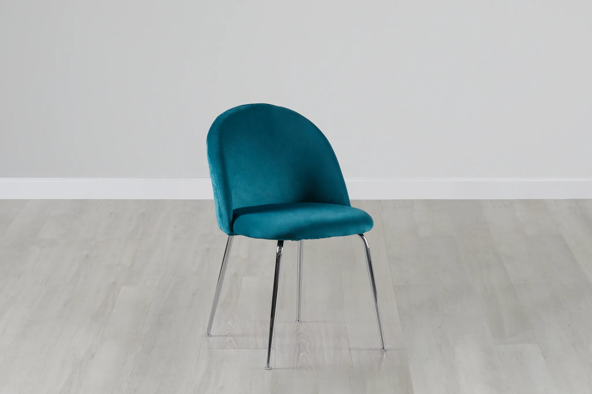 Capri Dark Teal Velvet Upholstered Side Chair W/ Chrome Legs