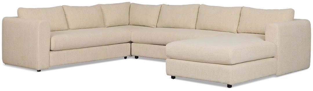 Alma Light Beige Fabric Medium Right Chaise Sectional