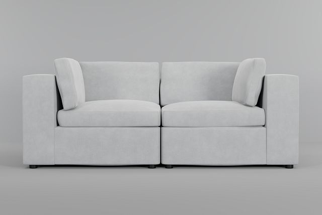 Destin Peyton White Fabric 2-piece Modular Sofa