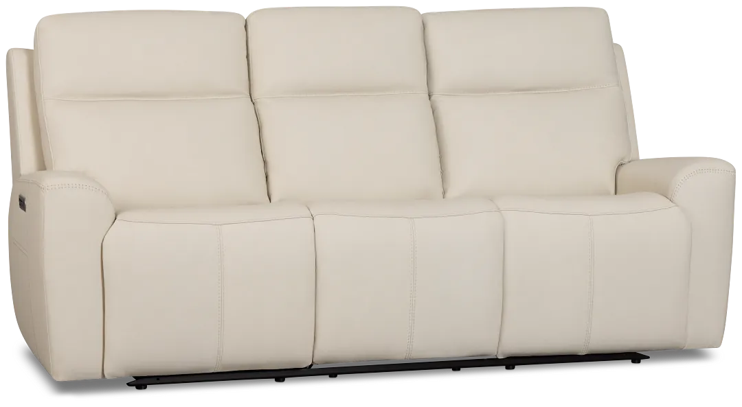 Sterling Ivory Lthr/vinyl Power Reclining Sofa