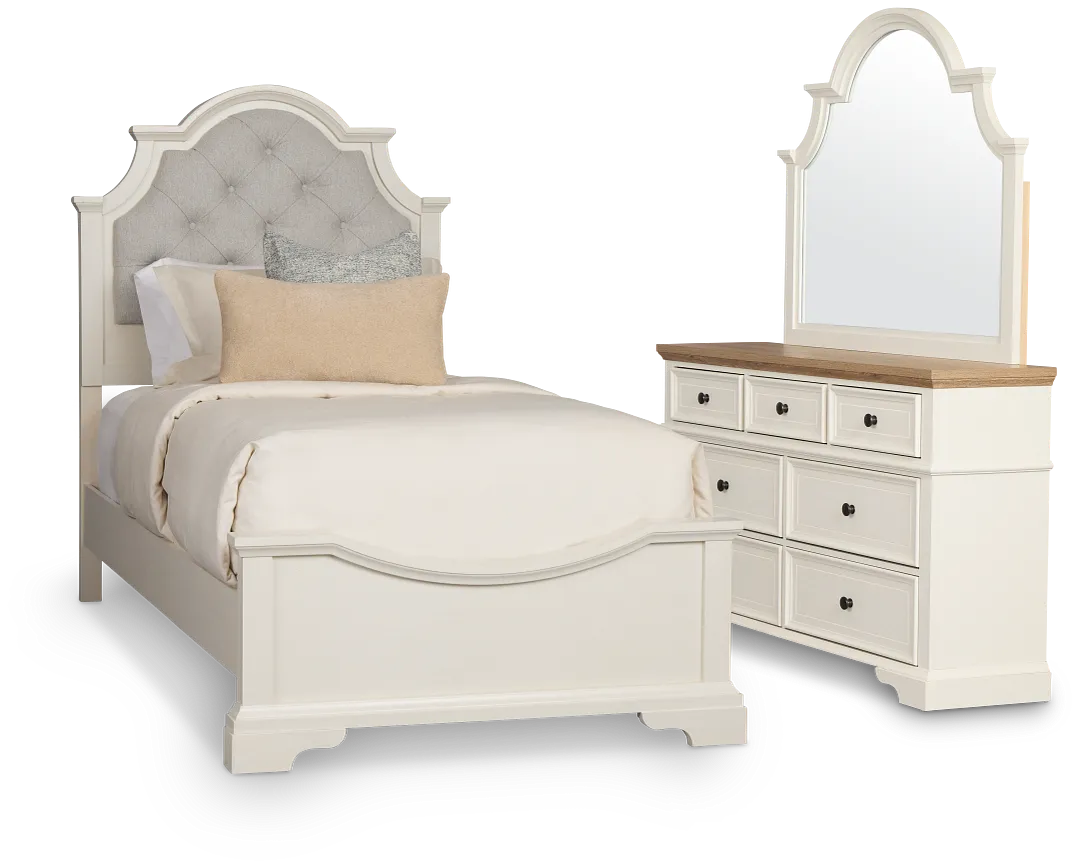 Charlotte White Uph Panel Bedroom With Two-tone Cases