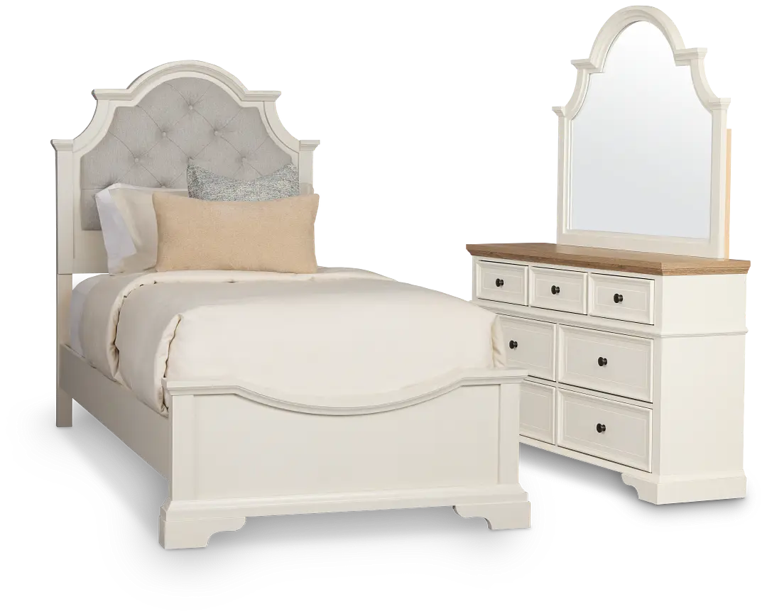 Charlotte White Uph Panel Bedroom With Two-tone Cases Charlotte White Uph Panel Bedroom With Two-tone Cases