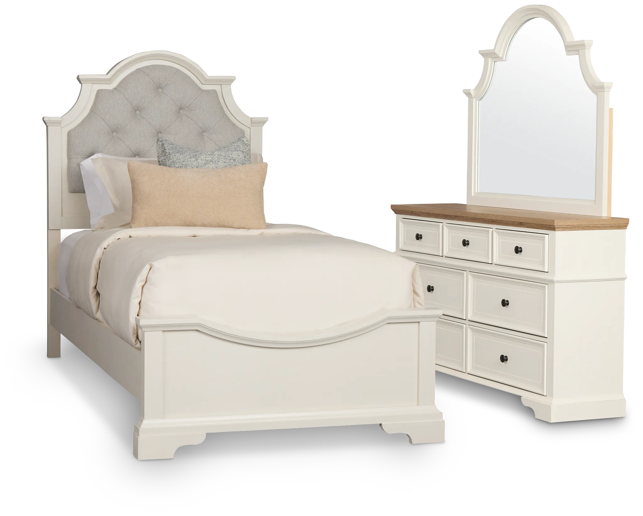 Charlotte White Uph Panel Bedroom With Two-tone Cases