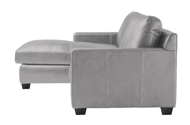 Carson Gray Leather Left Chaise Sectional (3)