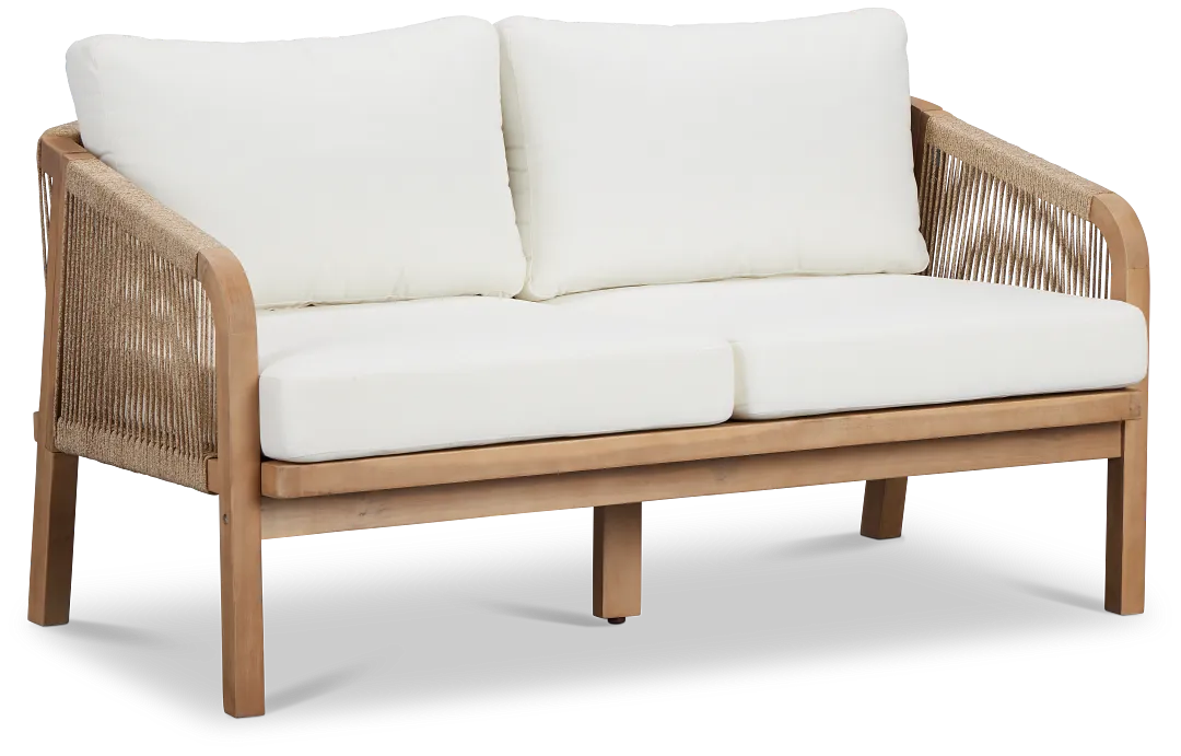 Laguna Light Tone Loveseat With White Cushions