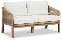 Laguna Light Tone Loveseat With White Cushions