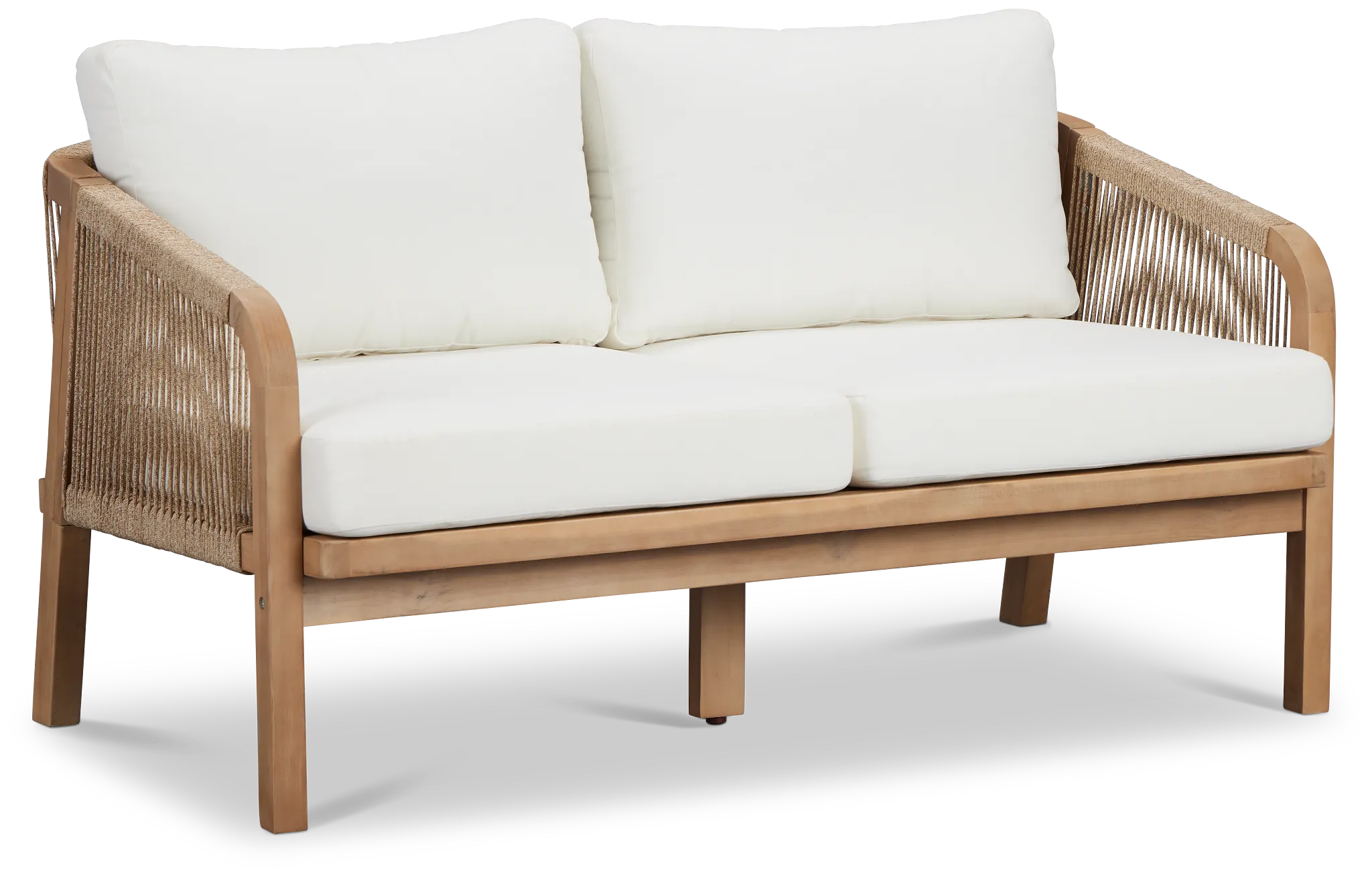 Laguna Light Tone Loveseat With White Cushions