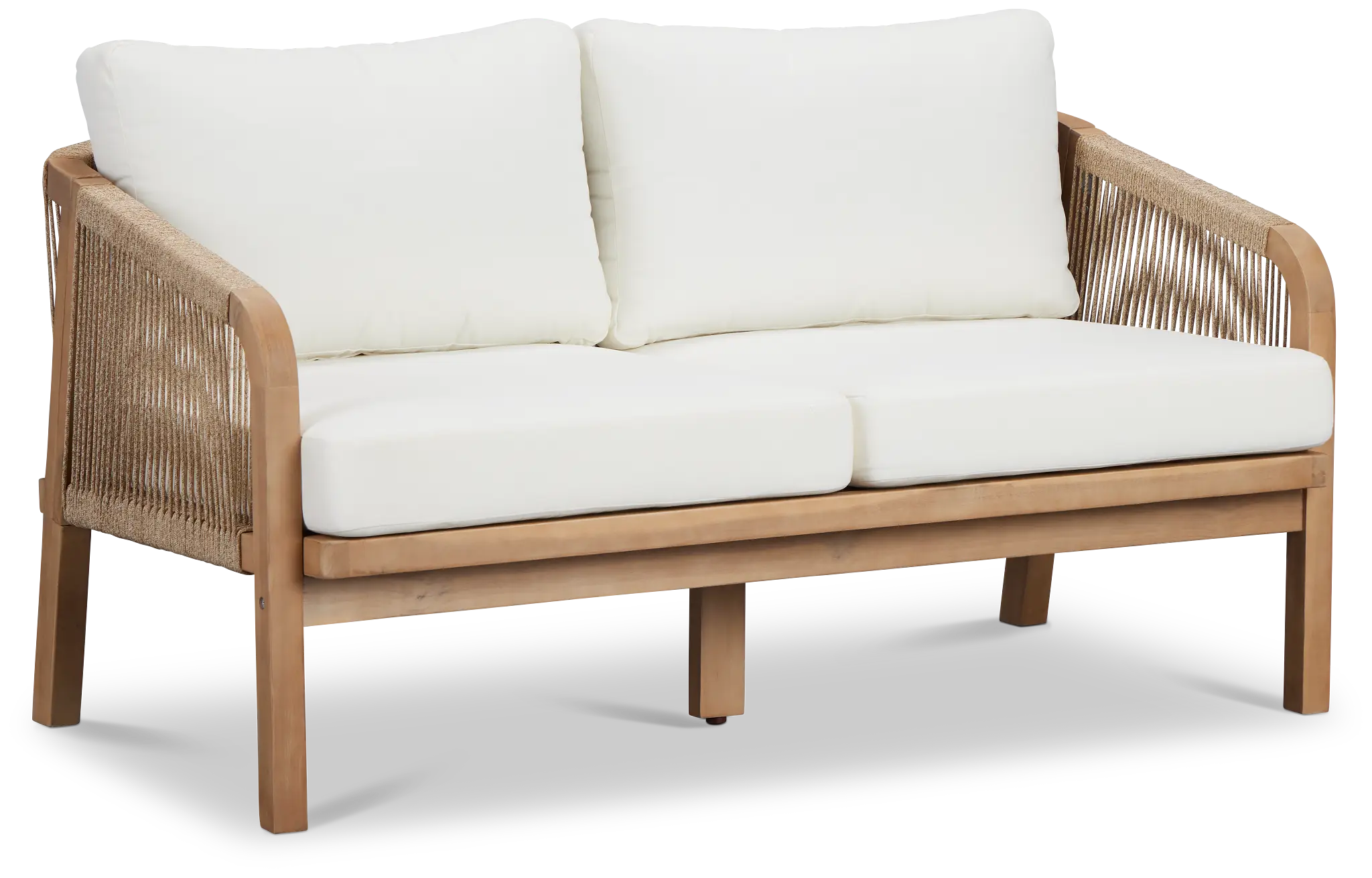 Laguna Light Tone Loveseat With White Cushions Laguna Light Tone Loveseat With White Cushions