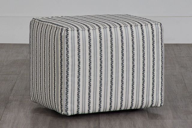 Budreau Blue Fabric Accent Pouf