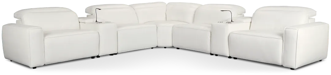 Tidal White Lthr/vinyl Large Triple Power Reclining Two-arm Sectional