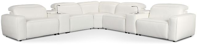 Tidal White Lthr/vinyl Large Triple Power Reclining Two-arm Sectional
