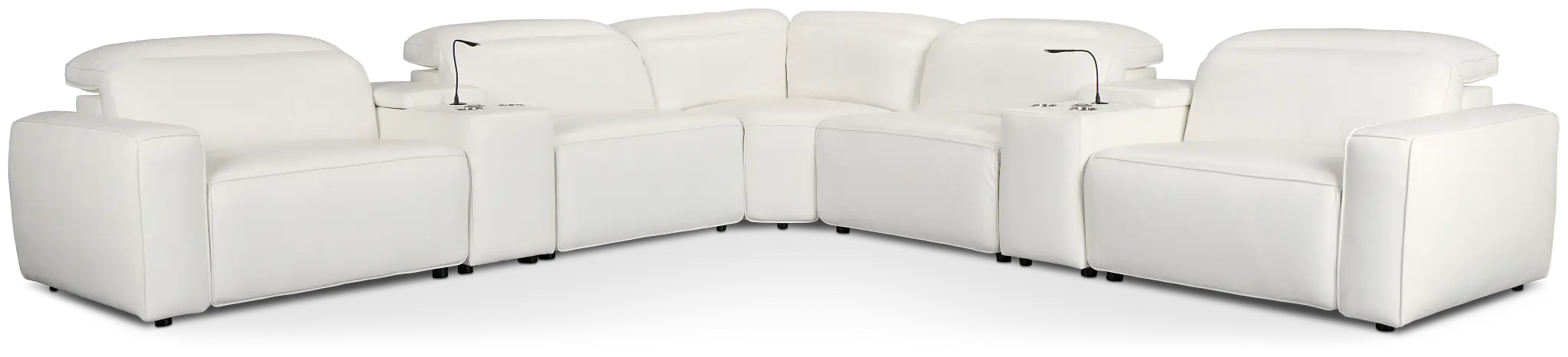 Tidal White Lthr/vinyl Large Triple Power Reclining Two-arm Sectional Tidal White Lthr/vinyl Large Triple Power Reclining Two-arm Sectional