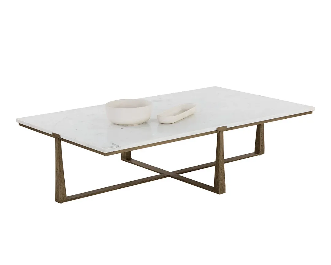 Cowart White Marble Rectangular Coffee Table