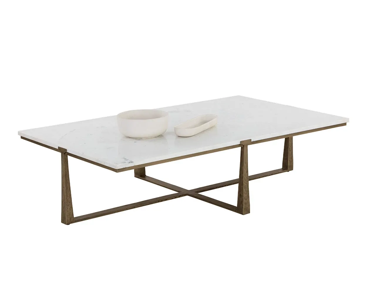 Cowart White Marble Rectangular Coffee Table