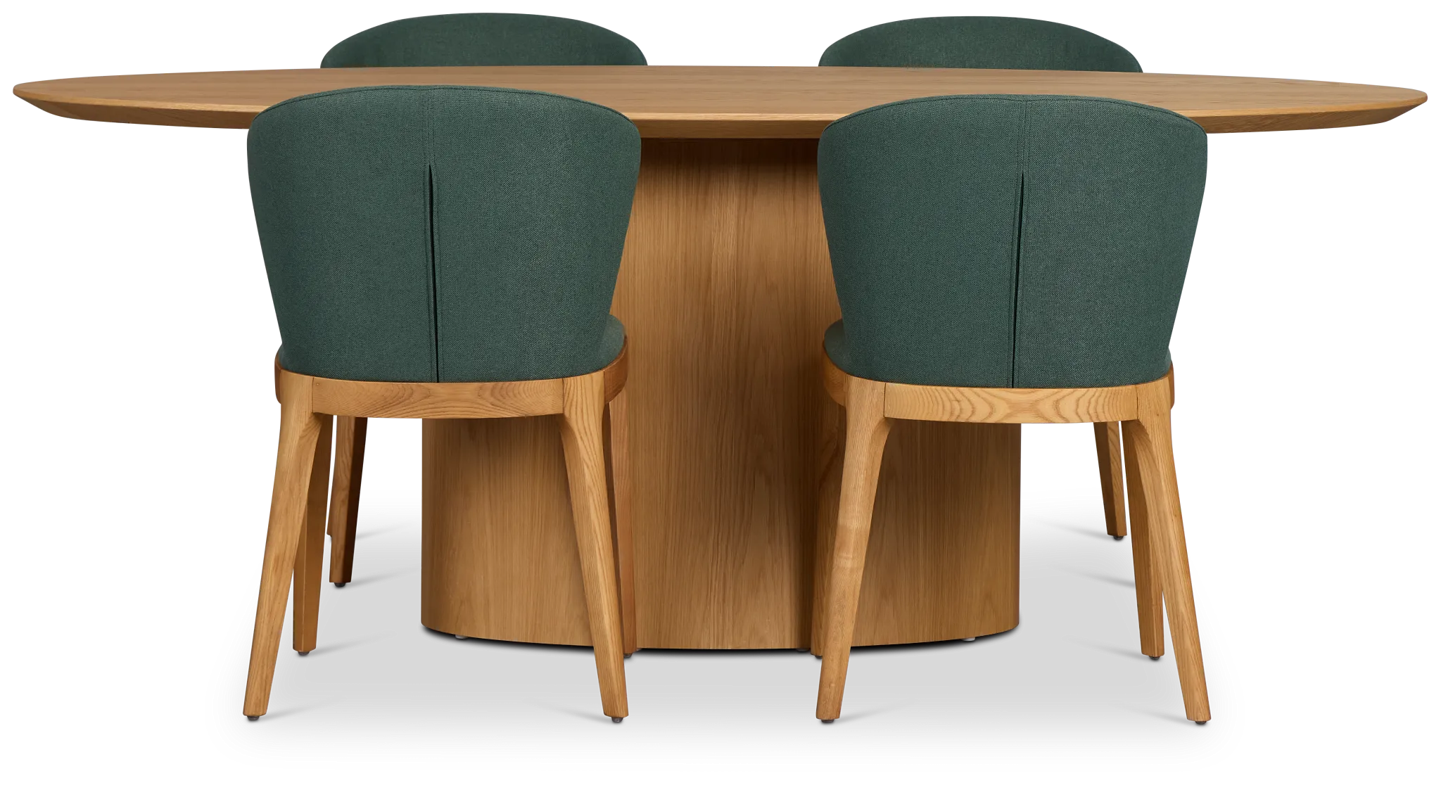 Nomad Light Tone 78" Oval Table & 4 Dark Green Chairs W/ Light Tone Leg