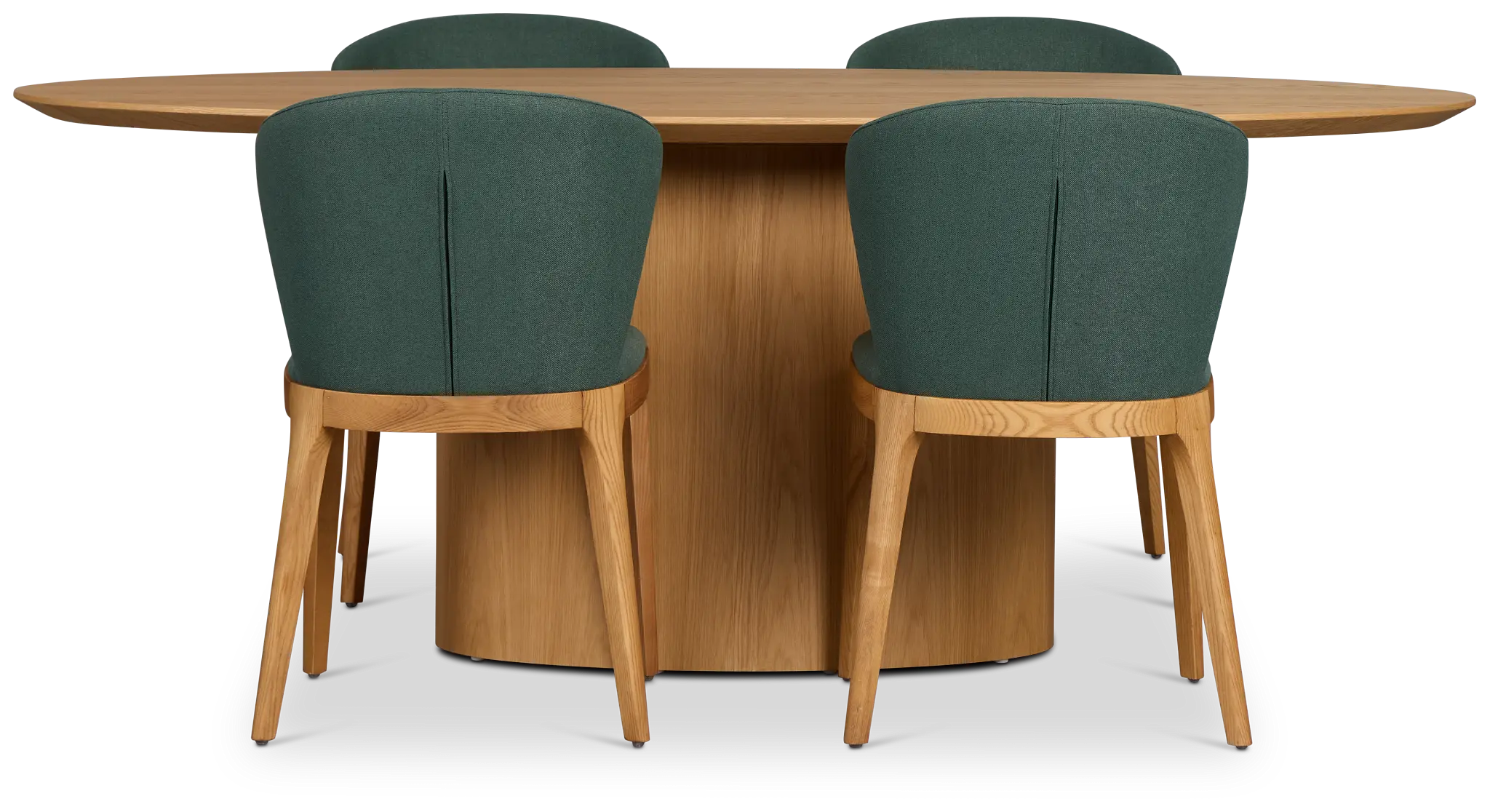 Nomad Light Tone 78" Oval Table & 4 Dark Green Chairs W/ Light Tone Leg Nomad Light Tone 78" Oval Table & 4 Dark Green Chairs W/ Light Tone Leg