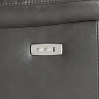 Mason Dark Gray Leather Power Swivel Glider Recliner