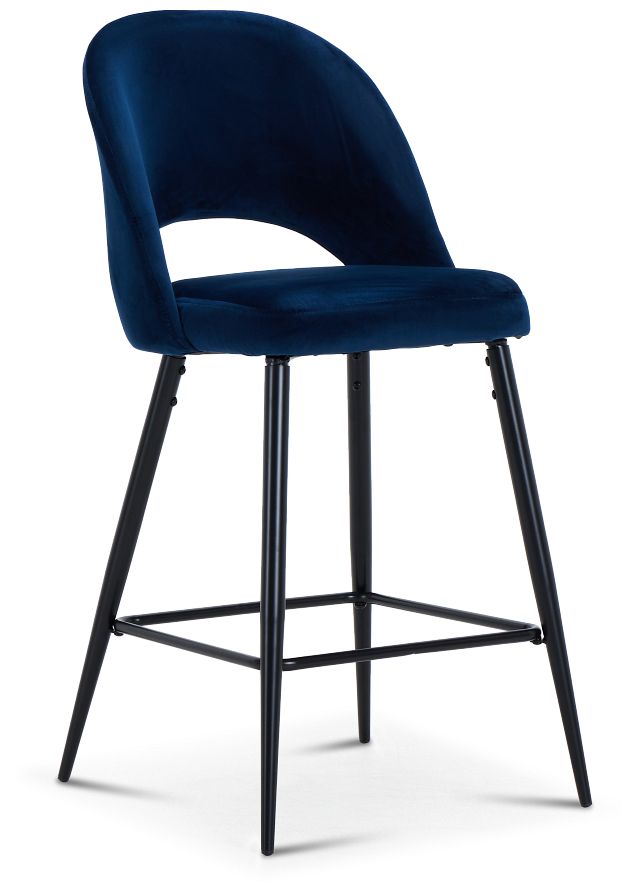 Kelly Dark Blue 28" Upholstered Barstool