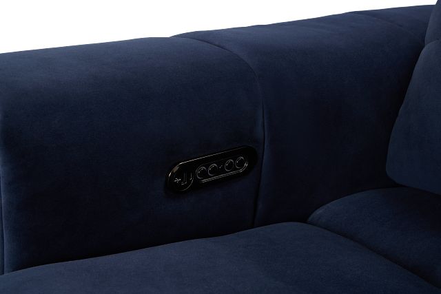 Gemma Navy Velvet Right Chaise Power Reclining Sectional