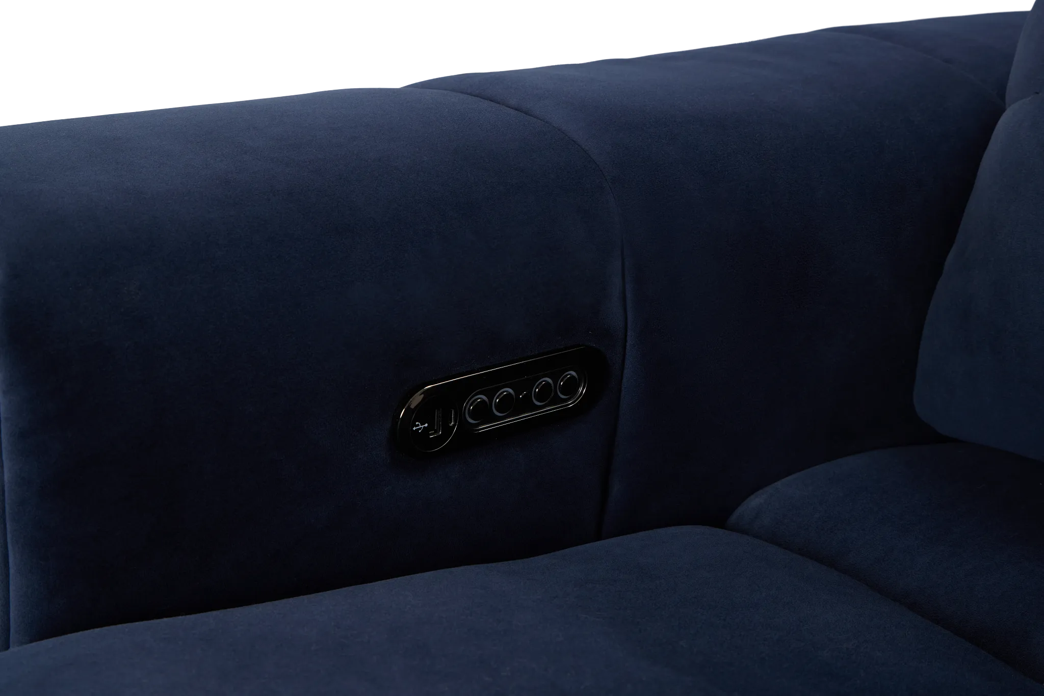 Gemma Navy Velvet Right Chaise Power Reclining Sectional