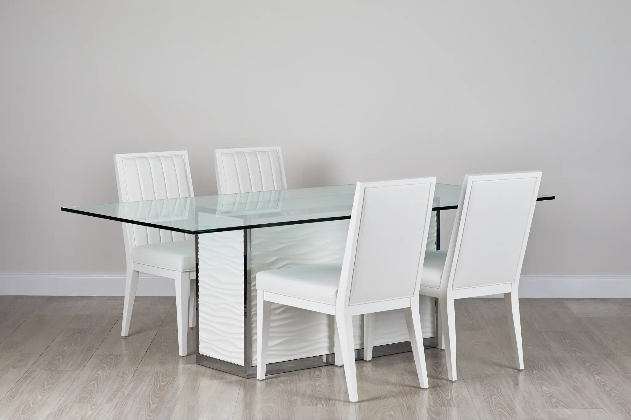 Ocean Drive 86" Glass Table & 4 Wood Chairs Ocean Drive 86" Glass Table & 4 Wood Chairs