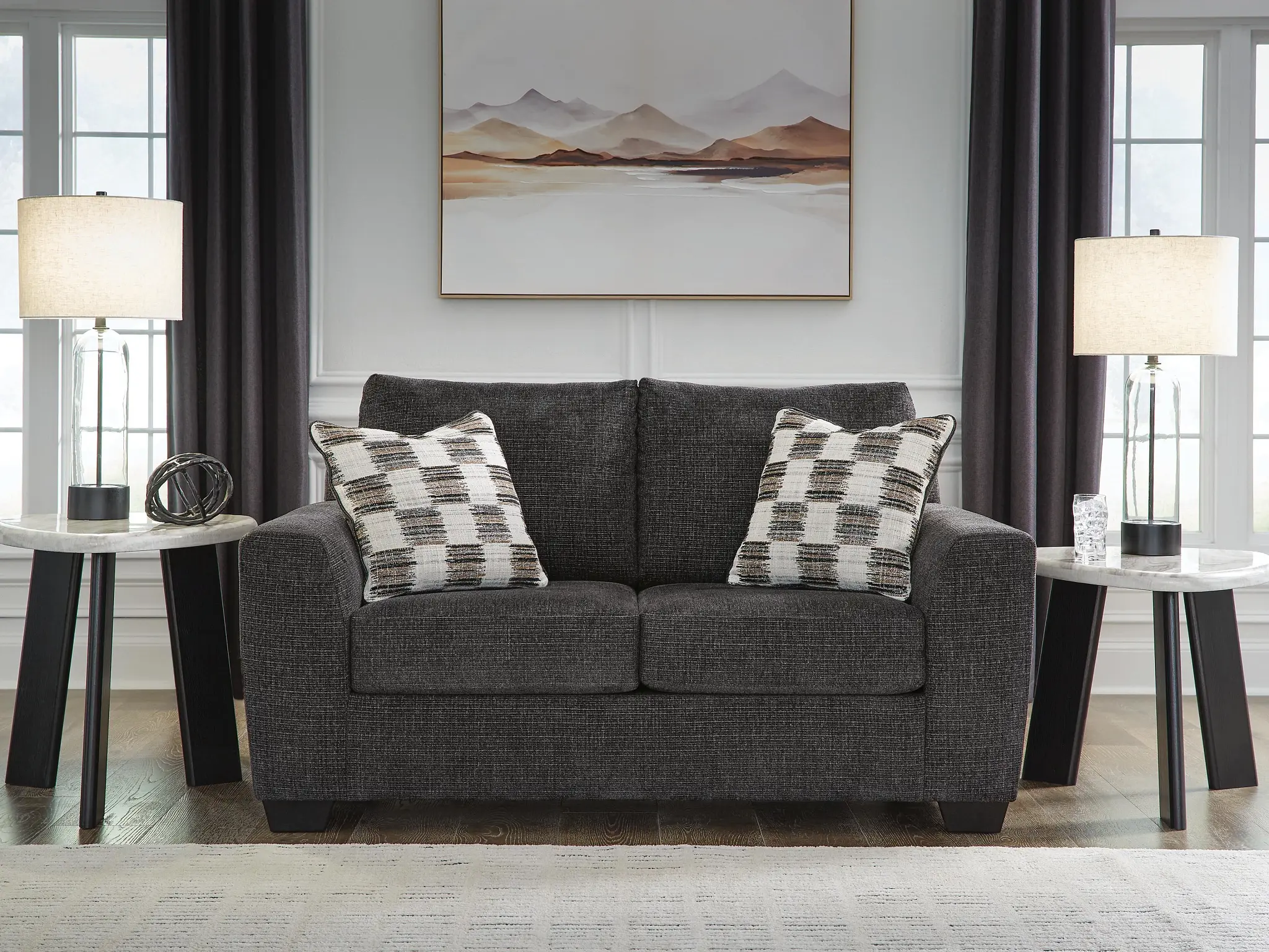 Loreo Dark Gray Micro Loveseat Loreo Dark Gray Micro Loveseat