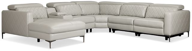 Ava Light Gray Micro Small Dual Power Left Chaise Sectional
