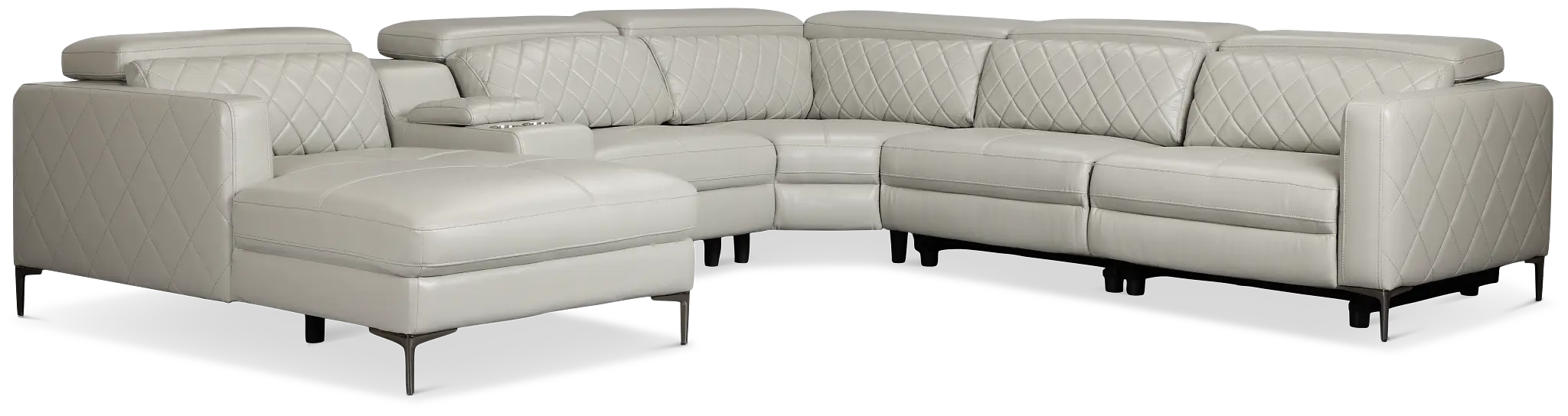 Ava Light Gray Micro Small Dual Power Left Chaise Sectional Ava Light Gray Micro Small Dual Power Left Chaise Sectional
