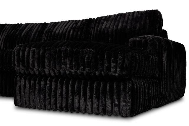 Teddy Black Fabric Right Chaise Sectional