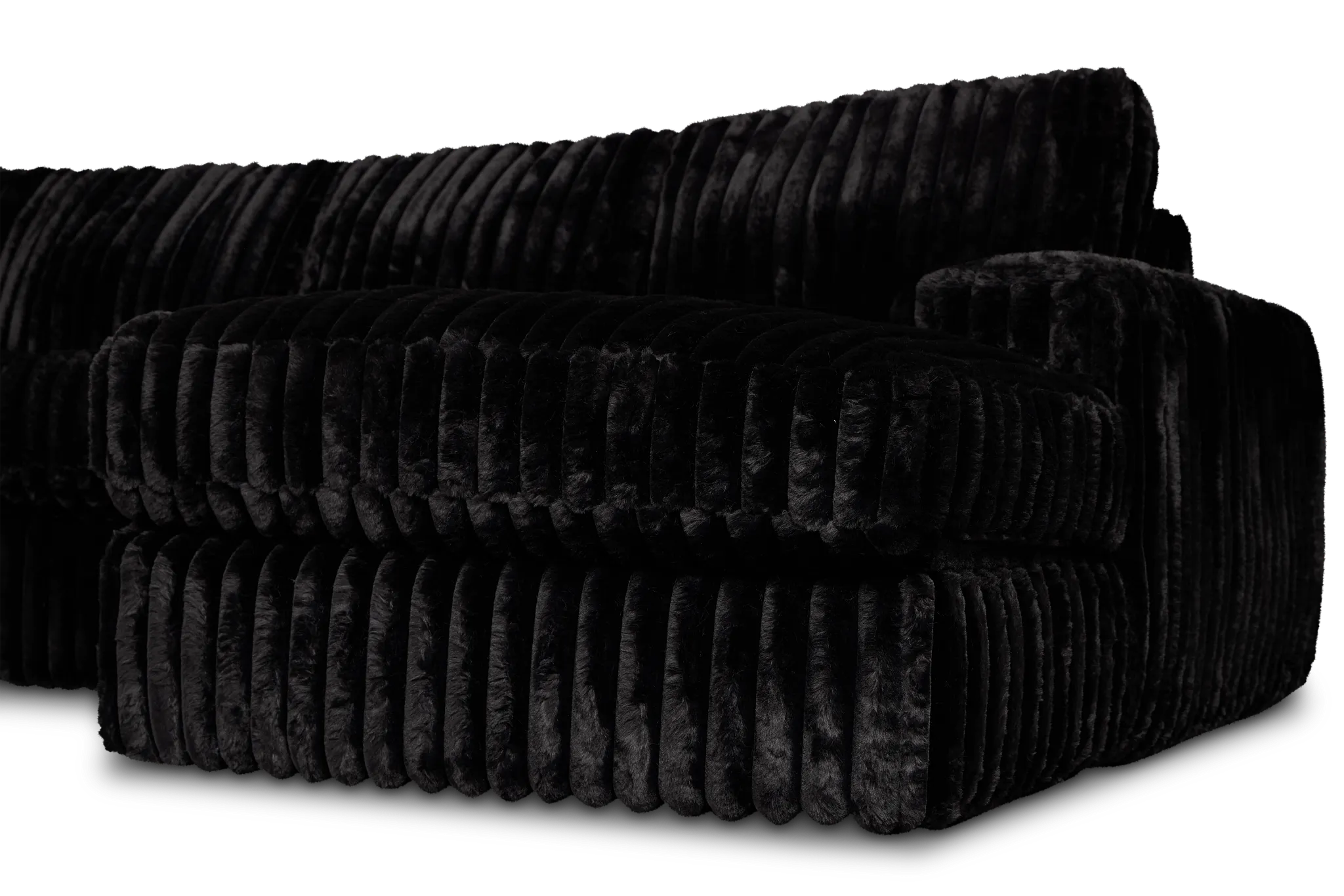 Teddy Black Fabric Right Chaise Sectional