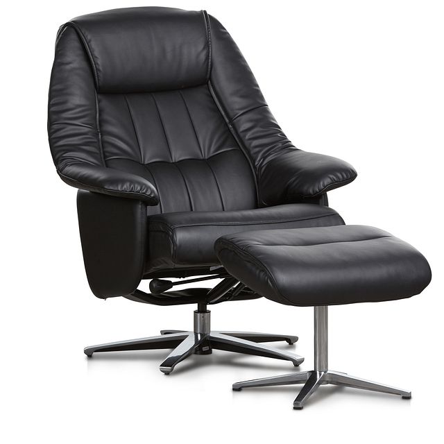 Jones Black Micro Recliner & Ottoman