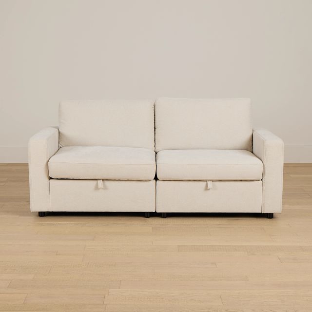 Addie Beige Fabric 2-piece Modular Storage Sofa