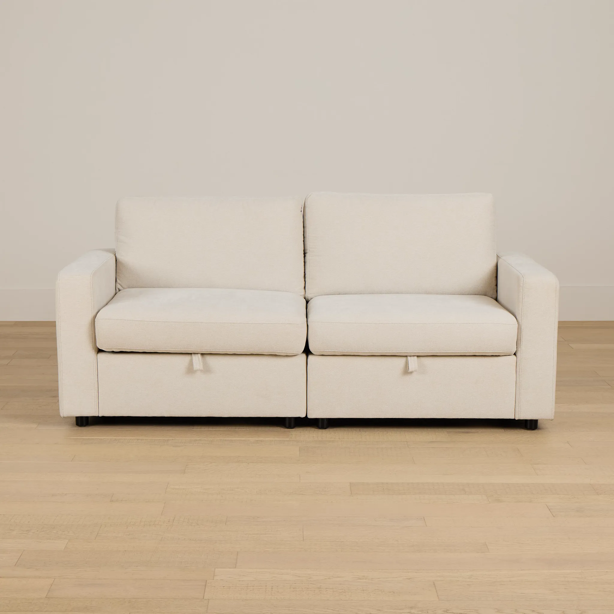 Addie Beige Fabric 2-piece Modular Storage Sofa