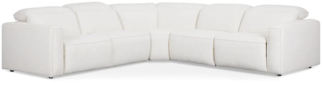 Ryland White Fabric Small Two-arm Power Reclining Sectional
