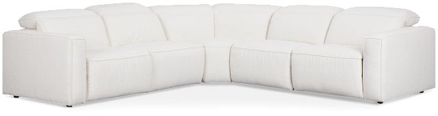 Ryland White Fabric Small Two-arm Power Reclining Sectional