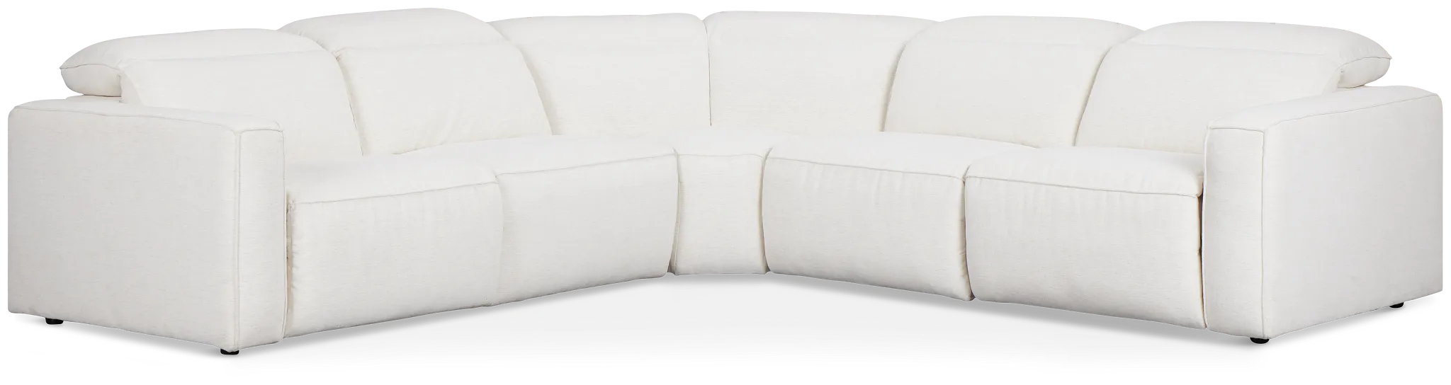 Ryland White Fabric Small Two-arm Power Reclining Sectional