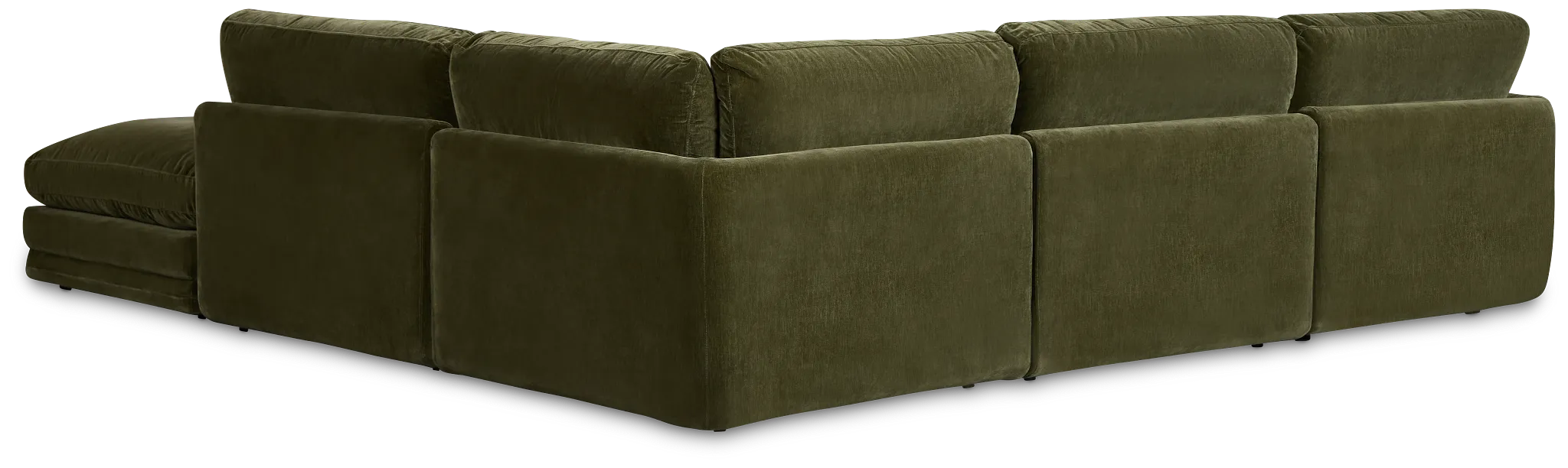 Jules Green Velvet 5-piece Right Facing Bumper Sectional