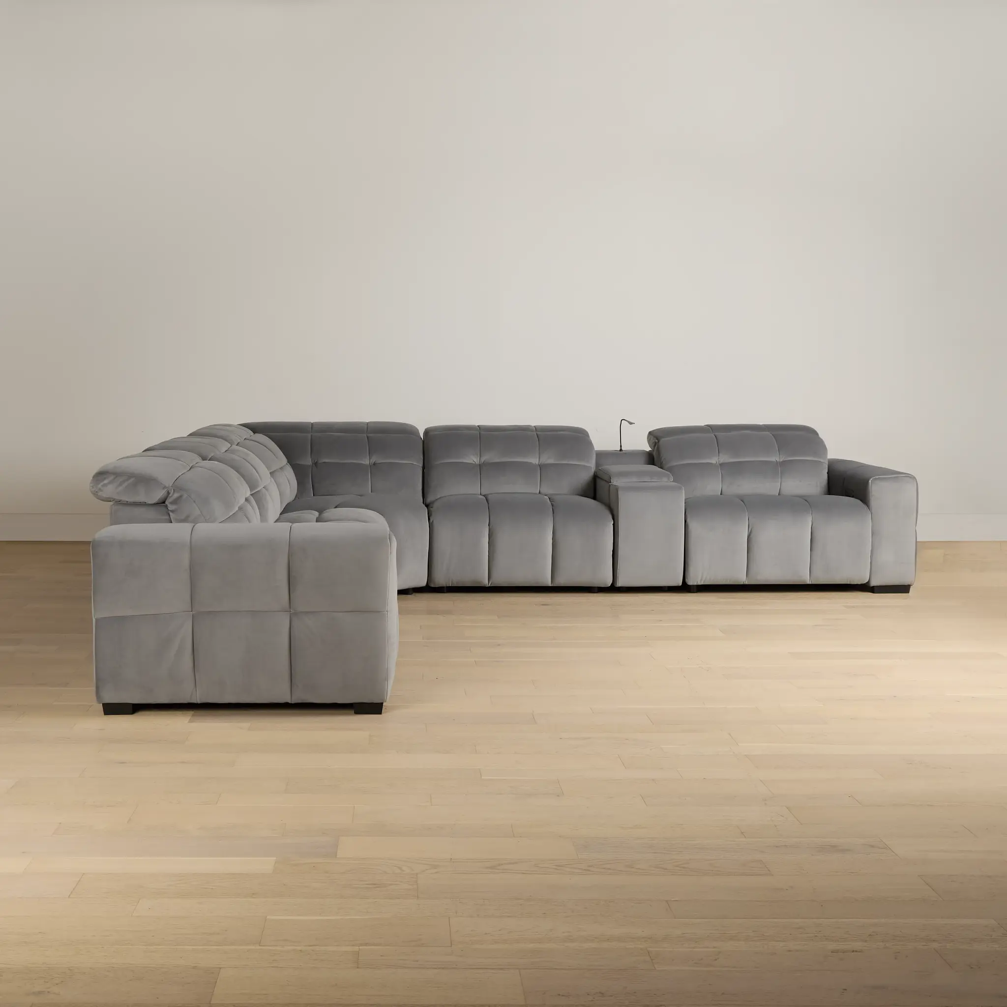 Gemma Light Gray Velvet Medium Dual Power 2-arm Reclining Sectional Gemma Light Gray Velvet Medium Dual Power 2-arm Reclining Sectional