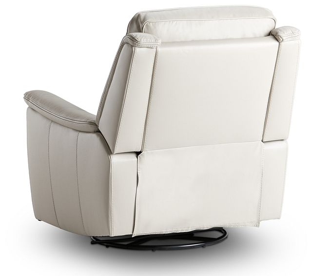 Aiden Light Gray Leather Swivel Glider Recliner