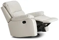 Mason Light Gray Leather Swivel Glider Recliner