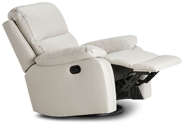 Mason Light Gray Leather Swivel Glider Recliner