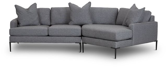 Morgan Dark Gray Fabric Right-arm Cuddler Sectional With Metal Legs